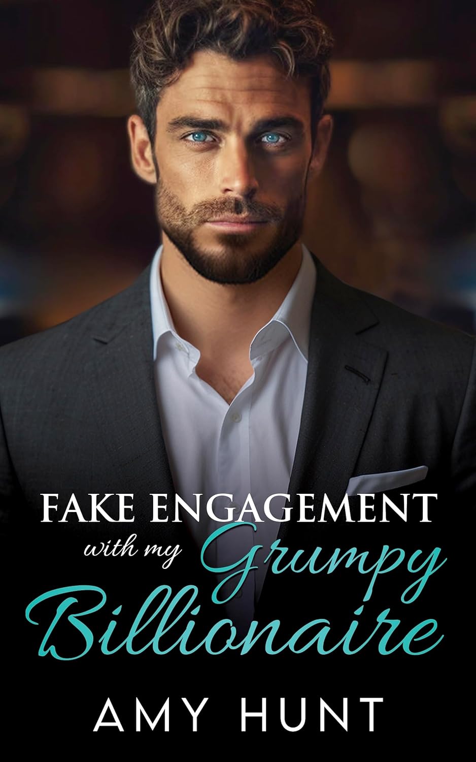 Fake Engagement With My Grumpy Billionaire - small town fake relationship romance book cover